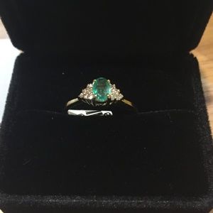NEW! Diamond and Emerald 14 k Gold Ring